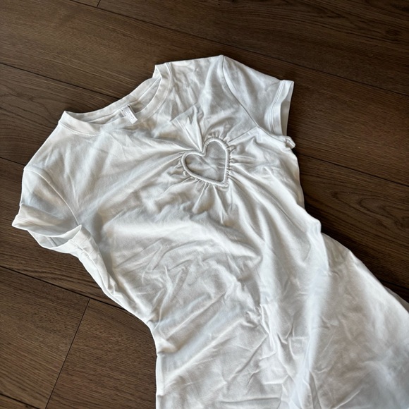 SKIMS Dresses & Skirts - SKIMS Cotton Jersey White Heart Metal Wrapped Cutout Women's Mini Dress